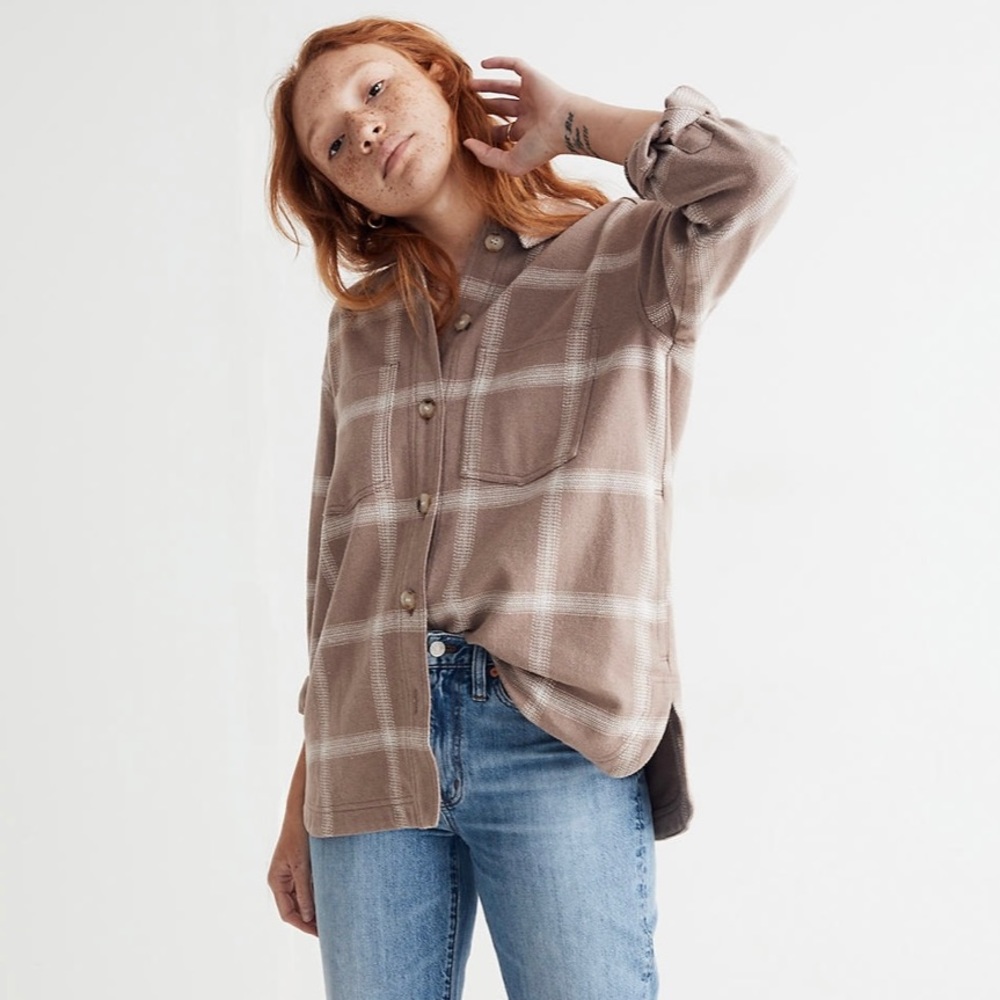 Flannel Kentwood Oversized Shirt-Jacket in Windowpane
